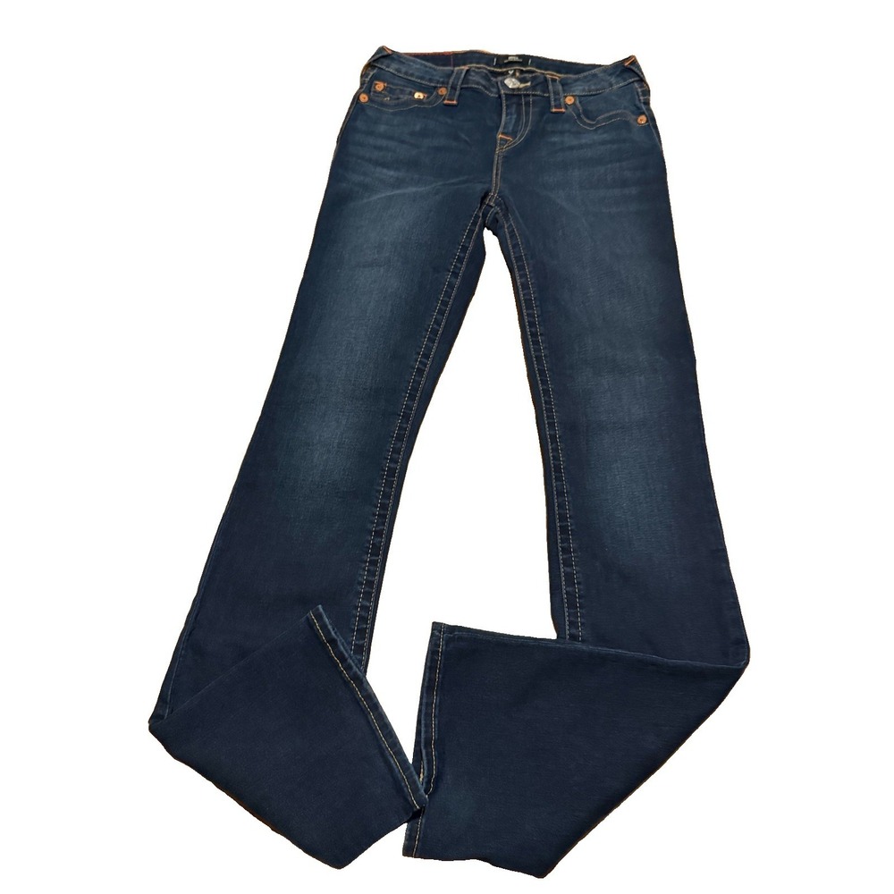 True Religion Women's Jeans Becca Mid Rise Bootcut size 29 X 32 Inseam Stitch